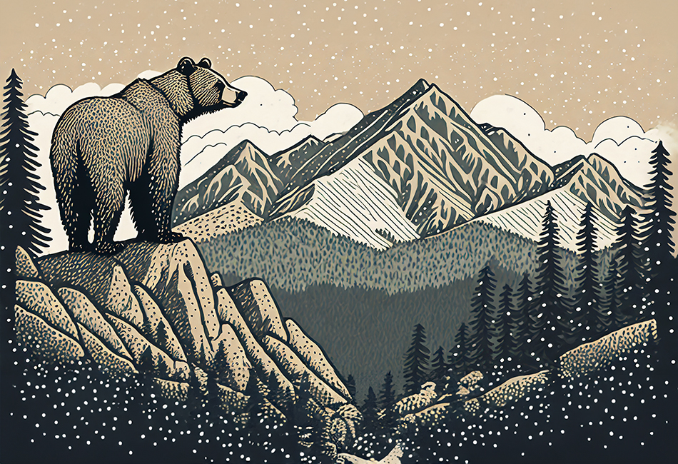 download image of bear overlooking Rocky Mountains, Colorado downloadable image file on Shopify, Visual Storytelling in Marketing Campaign